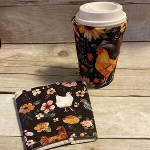 Chickens Cup Cozies Set of 2 Insulated Cup Holders